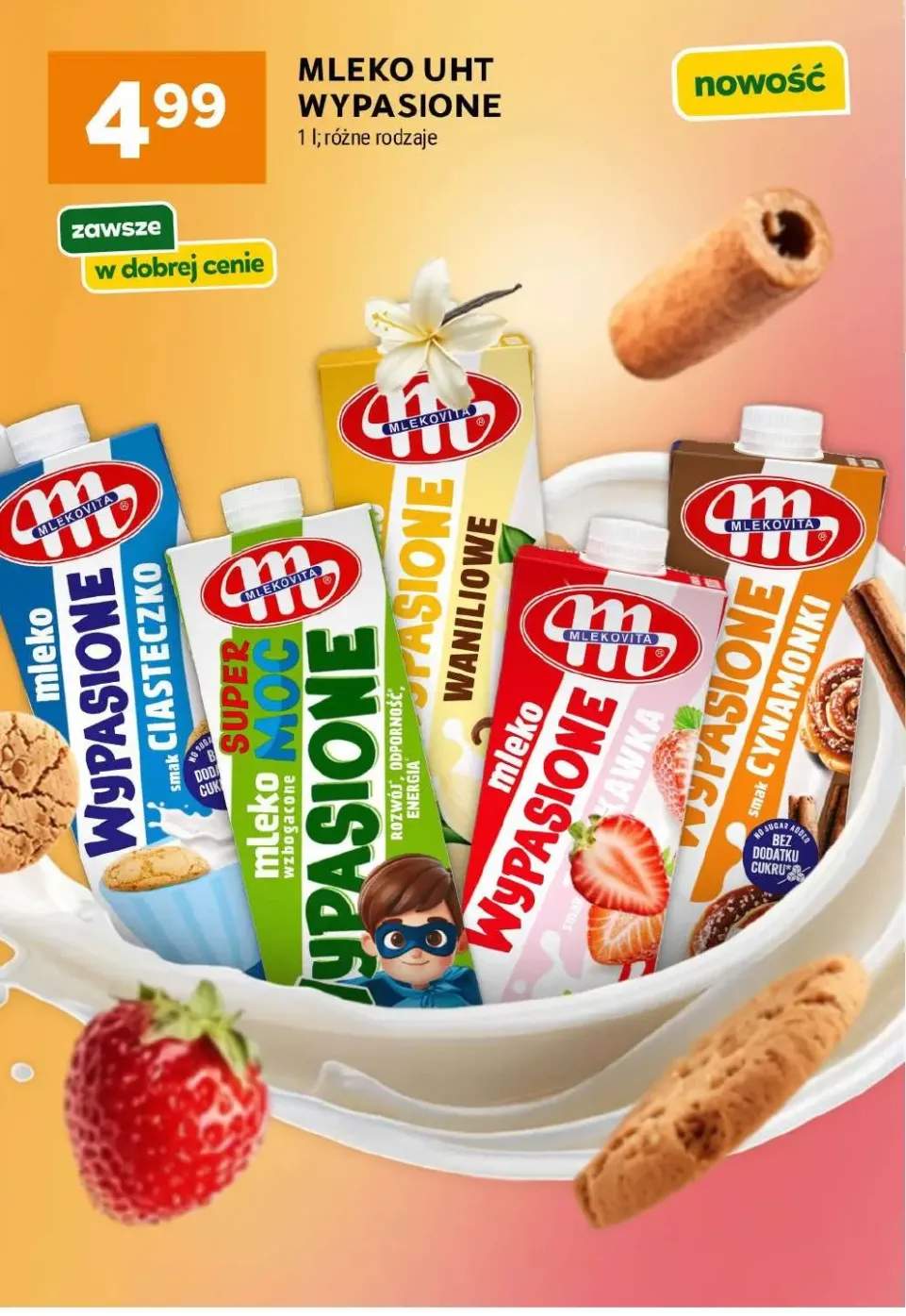 Mleko UHT Wypasione Super Moc wzbogacone Mlekovita