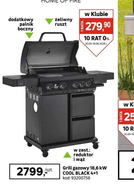 Grill gazowy 18,6kW Cool Black MAXX 4+1 palniki + reduktor Landmann