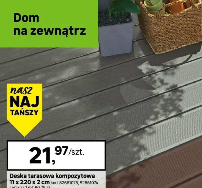 Deska tarasowa kompozytowa 11x220x2 cm antracytowa