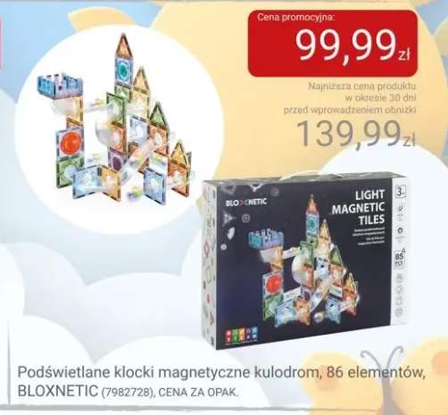 Podświetlane klocki magnetyczne kulodrom 86 elementów BLOXNETIC