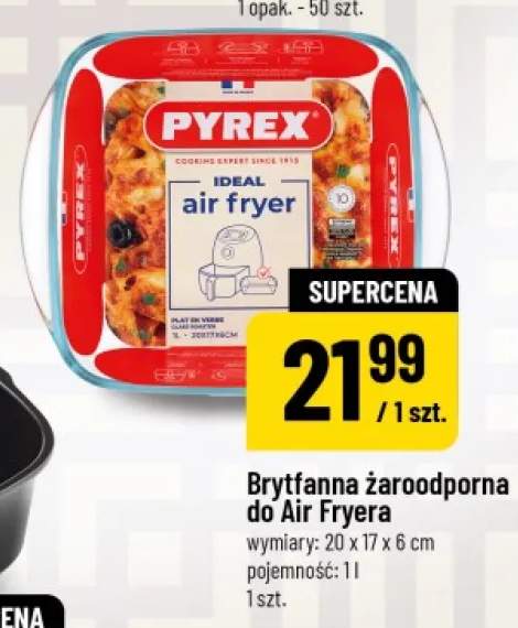 Brytfanna żaroodporna do Air Fryera Pyrex wymiary: 20x17x6cm