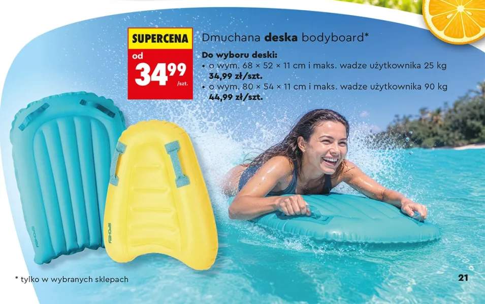 Dmuchana deska bodyboard Spokey 68x52x11cm maks. waga użytkownika 25kg
