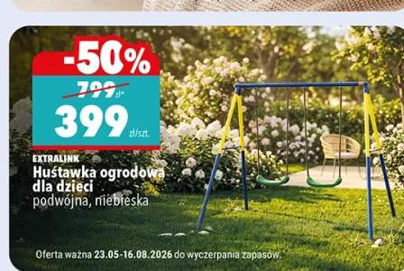 Huśtawka ogrodowa dla dzieci EXTRALINK podwójna niebieska