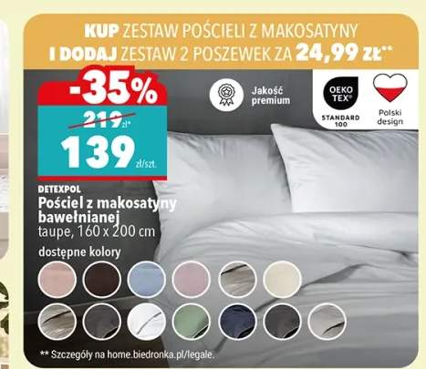 Pościel z makosatyny bawełnianej DETEXPOL taupe 160x200cm