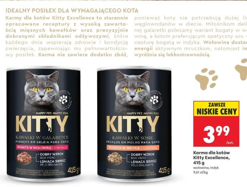 Karma dla kotów Kitty Excellence kawałki w sosie bogata w indyka