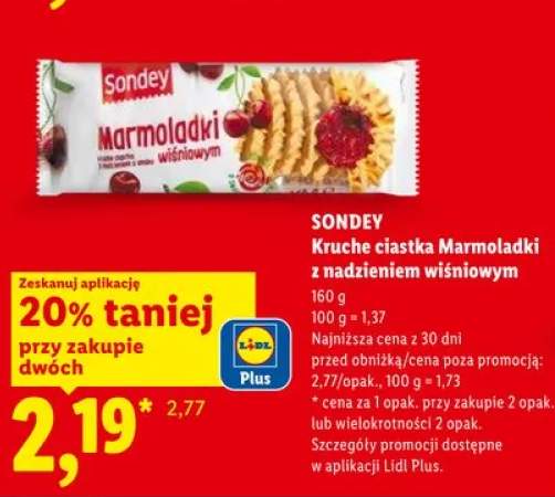 Kruche ciastka Marmoladki z nadzieniem wiśniowym Sondey