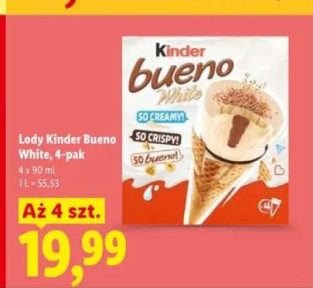 Lody Kinder Bueno White 4-pak 90ml