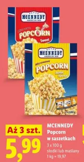 Popcorn w saszetkach MCENNEDY słodki 3-pak 100g