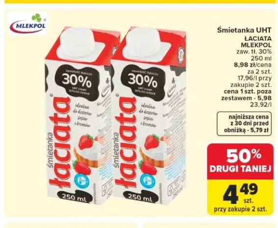Śmietanka UHT Łaciata 30%