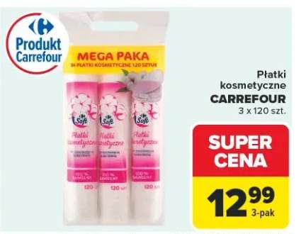 Płatki kosmetyczne Carrefour 3-pak 120szt.
