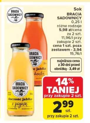 Sok Bracia Sadownicy tłoczone jabłko marchewka