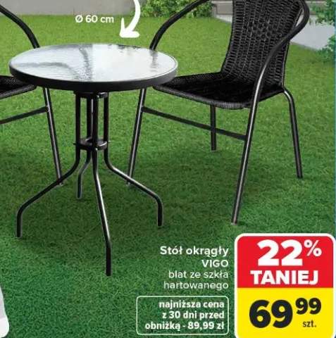 Stół okrągły VIGO blat ze szkła hartowanego Ø 60cm