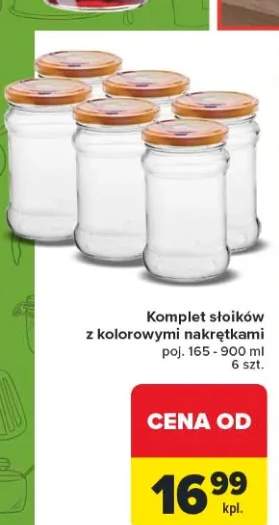 Komplet słoików z kolorowymi nakrętkami 165-900ml 6-pak