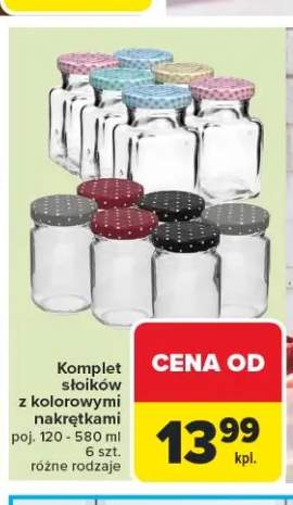 Komplet słoików z kolorowymi nakrętkami 120-580ml 6szt.