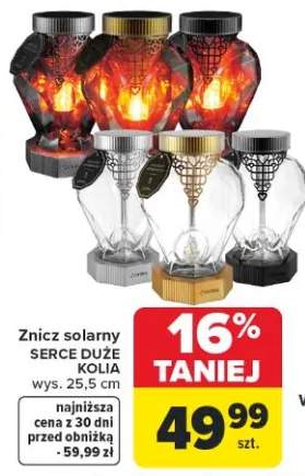 Znicz solarny SERCE DUŻE KOLIA wys. 25,5cm