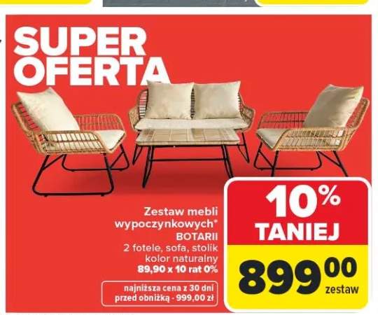 Zestaw mebli wypoczynkowych BOTARII 2 fotele sofa stolik kolor naturalny