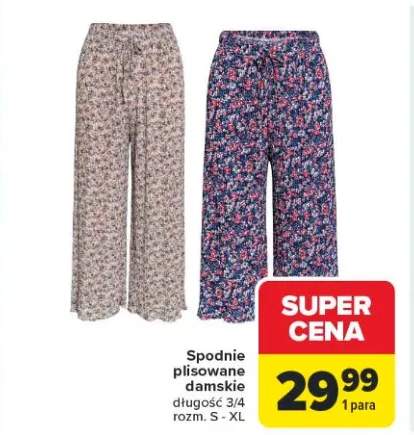 Spodnie plisowane damskie długość 3/4 rozm. S - XL