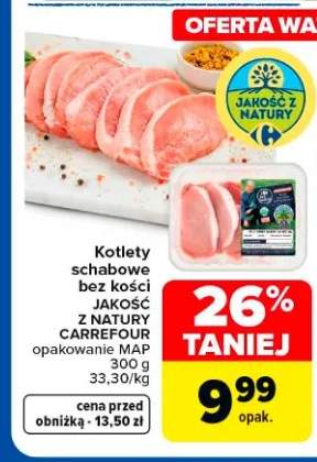 Kotlety schabowe bez kości Jakość z Natury Carrefour opakowanie MAP