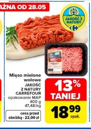 Mięso mielone wołowe Jakość z Natury Carrefour opakowanie MAP