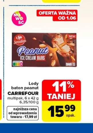 Lody baton peanut CARREFOUR 6-pak 42g