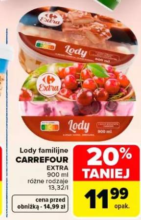 Lody familijne Carrefour Extra o smaku waniliowym i czekoladowym