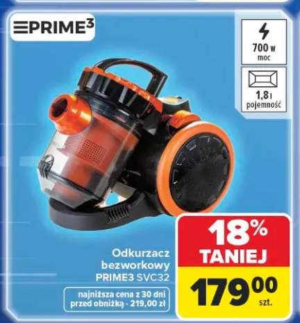 Odkurzacz bezworkowy PRIME3 SVC32 700W 1,8l