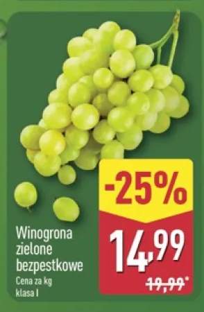Winogrona zielone bezpestkowe klasa I