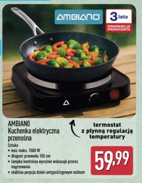 Kuchenka elektryczna przenośna AMBIANO 1500W