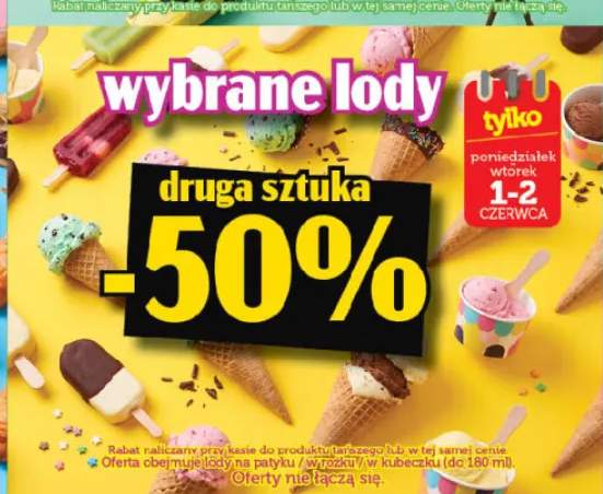 Lody na patyku, w rożku, w kubeczku do 180ml
