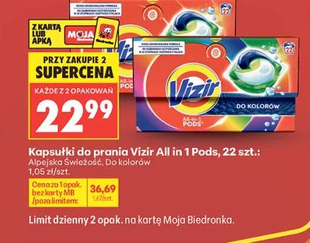Kapsułki do prania Vizir All in 1 Pods Alpejska Świeżość 22szt.