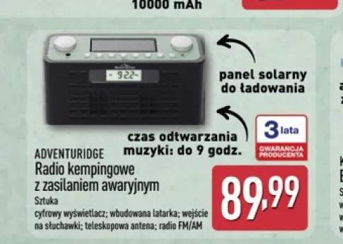 Radio kempingowe z zasilaniem awaryjnym ADVENTURIDGE