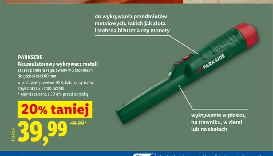 Akumulatorowy wykrywacz metali PARKSIDE