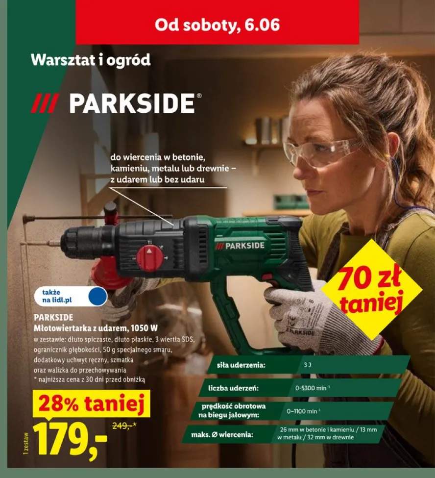 Młotowiertarka z udarem PARKSIDE 1050W