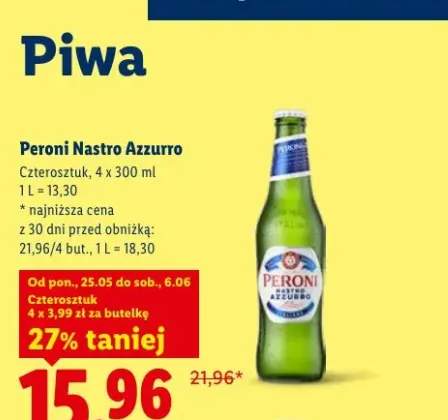 Piwo Peroni Nastro Azzurro 4-pak 300ml