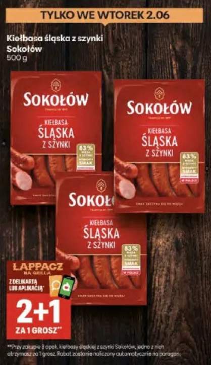 Kiełbasa śląska z szynki Sokołów