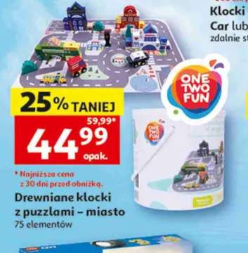 Drewniane klocki z puzzlami - miasto ONE TWO FUN 75 elementów