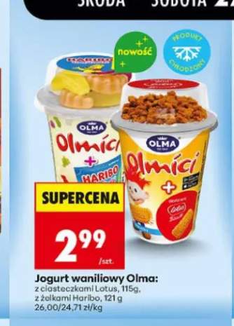 Jogurt waniliowy Olma z ciasteczkami Lotus