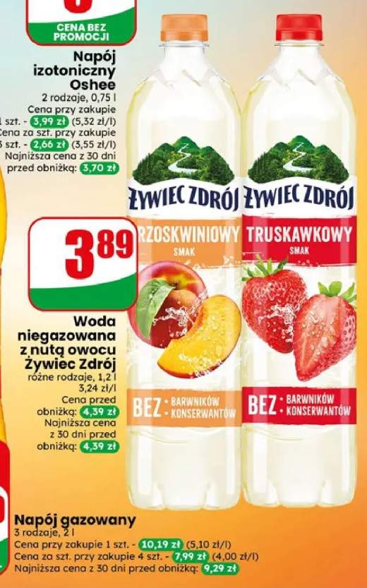 Woda niegazowana z nutą owocu Żywiec Zdrój truskawkowy