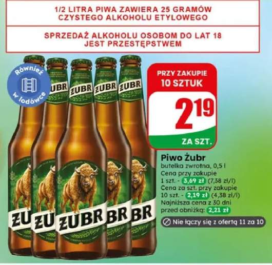 Piwo Żubr butelka zwrotna
