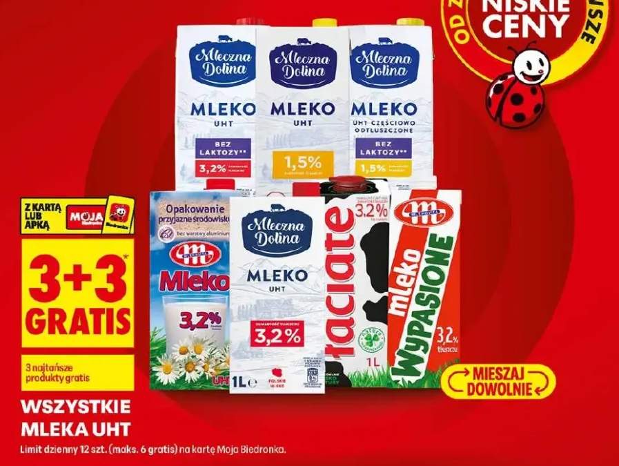 Mleko UHT częściowo odtłuszczone bez laktozy Mleczna Dolina 1,5%