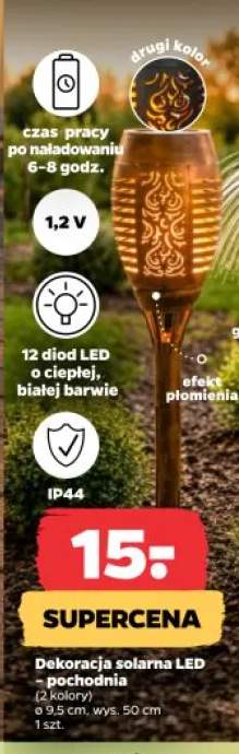 Dekoracja solarna LED pochodnia 9,5cm wys. 50cm