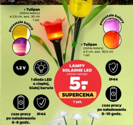 Lampa solarna LED Tulipan 5,8cm wys. 30cm