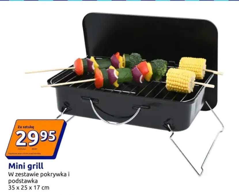 Mini grill w zestawie pokrywka i podstawka 35x25x17cm