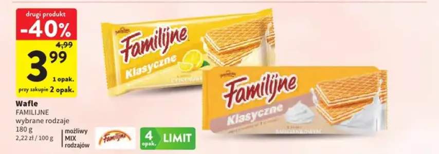 Wafle Familijne Klasyczne o smaku cytrynowym