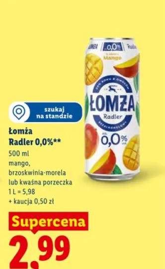 Piwo bezalkoholowe Łomża Radler 0,0% kwaśna porzeczka