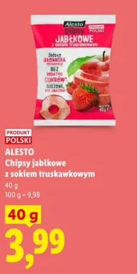 Chipsy jabłkowe z sokiem truskawkowym Alesto