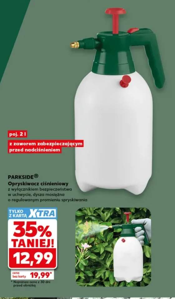 Opryskiwacz ciśnieniowy PARKSIDE 2l z zaworem zabezpieczającym przed nadciśnieniem i wyłącznikiem bezpieczeństwa