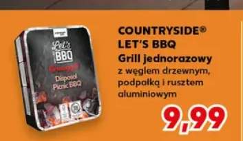 Grill jednorazowy COUNTRYSIDE LET'S BBQ z węglem drzewnym podpałką i rusztem aluminiowym