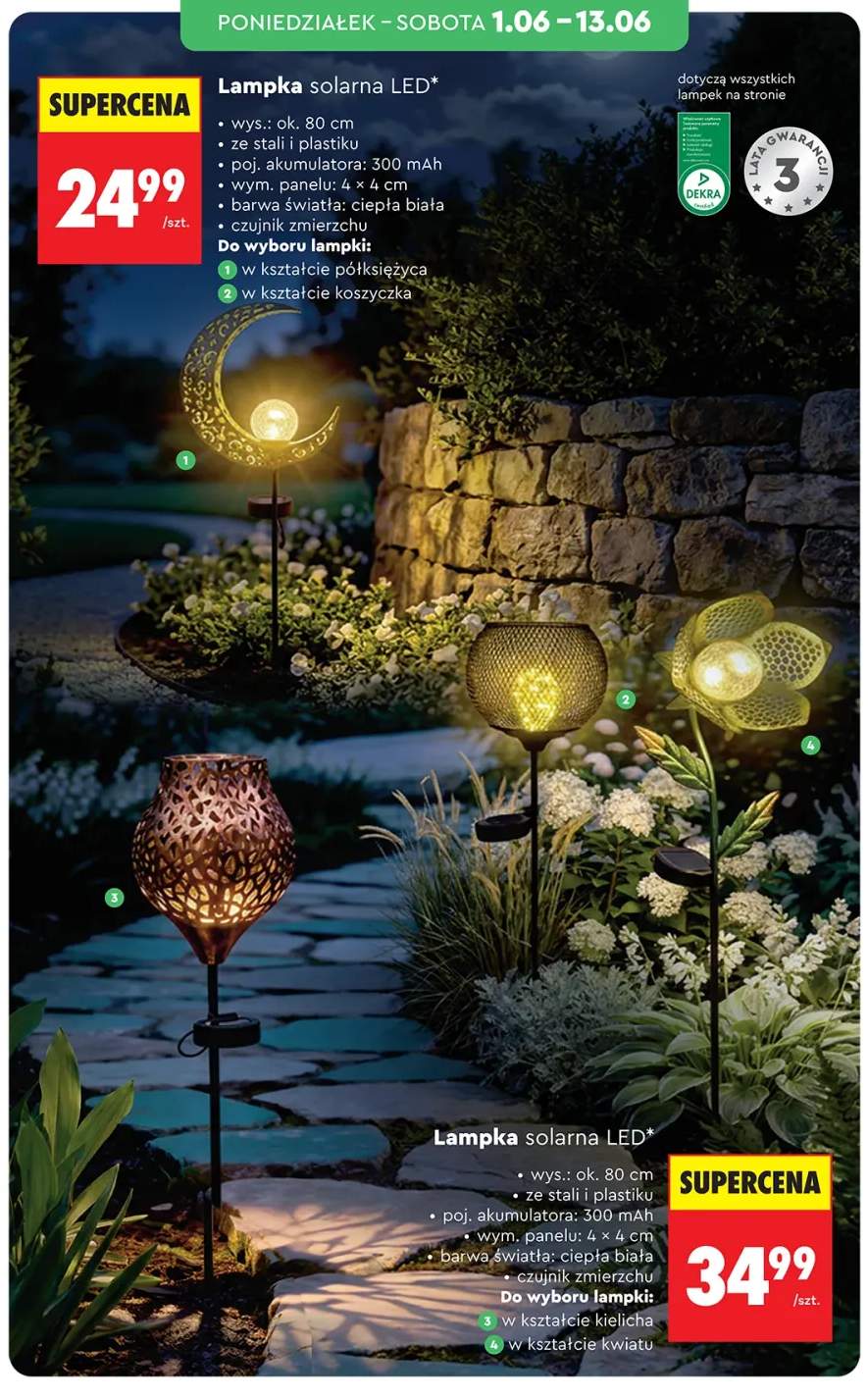 Lampka solarna LED w kształcie półksiężyca wys. ok. 80cm