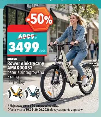 Rower elektryczny BIKFUN AMAK00053 bateria zintegrowana z ramą